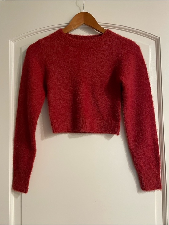 Urban Outfitters Sweaters - Urban Outfitters Women's Red Solid Fuzzy Knit Cropped Pullover Sweater S